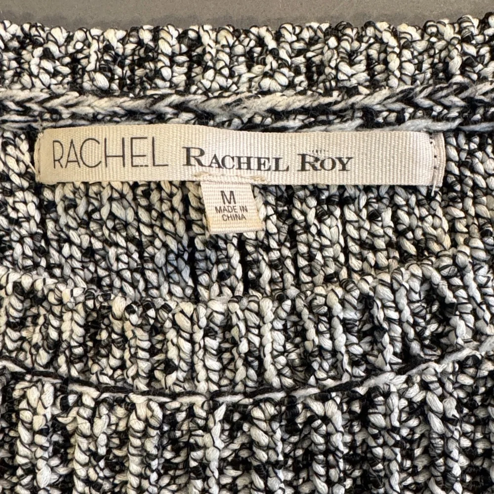 RACHEL Rachel Roy Black and White Knit Marled Short Sleeve Sweater Size M - Picture 6 of 10